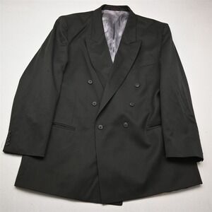 Vtg Mens Double Breasted 48L Olive Green 100% Wool Mens Blazer Jacket Sport Coat